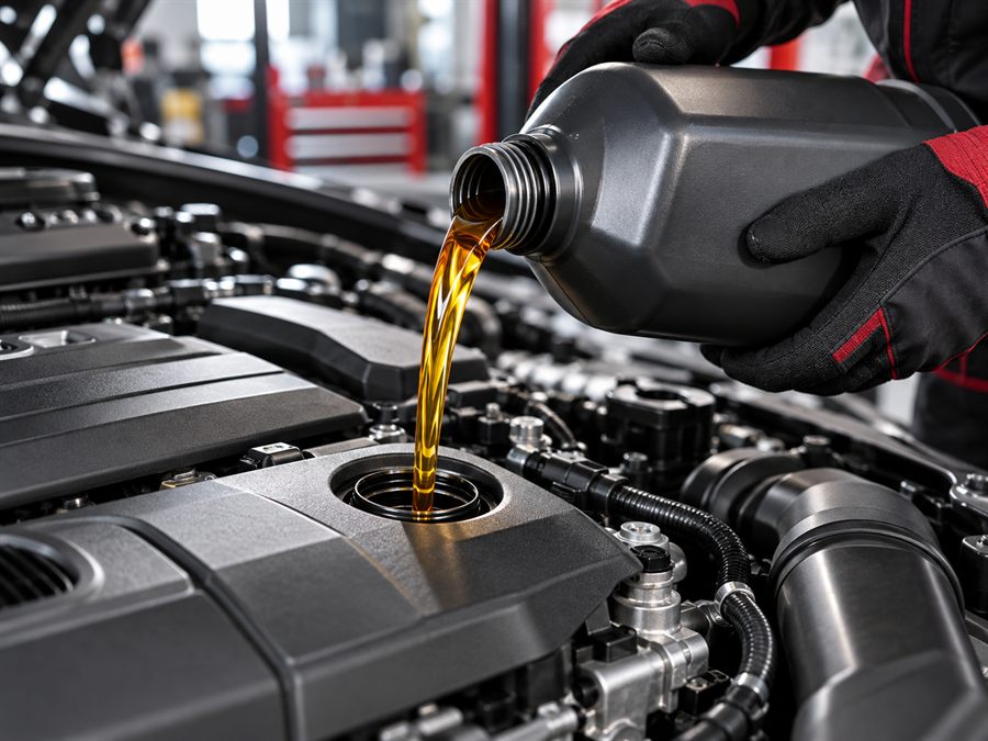 Óleo de motor a ser aplicado durante uma manutenção preventiva
